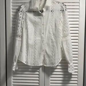 Chic White Lace Women's Blouse